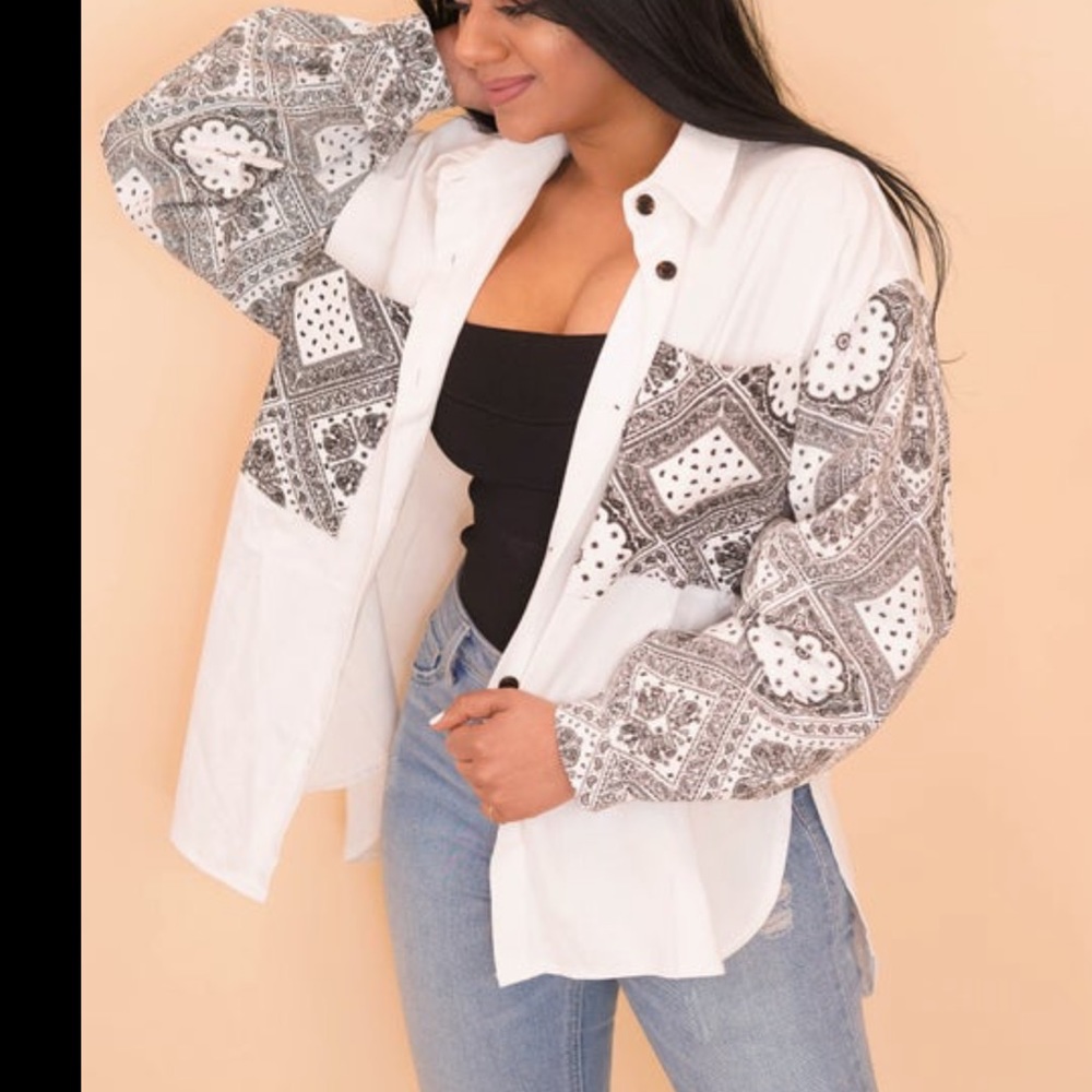White Paisley Button Down